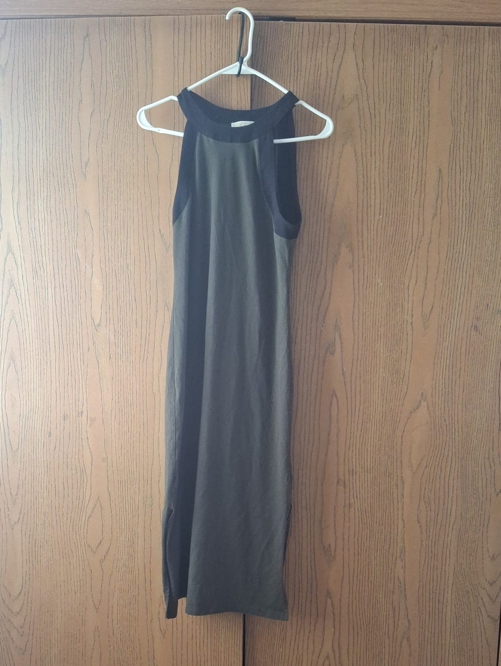 Michael Kors Olive Green Maxi Dress with Black Trim